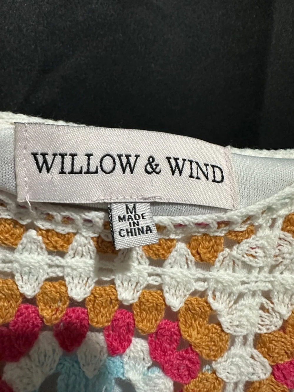 Crochet Willow & Wind Multicolor Slip Dress Size M 70s Style Festival - Picture 8 of 9